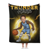 Personalized Name Picture Custom Cartoon NBA Blanket - Gifts for Grizzlies Fans